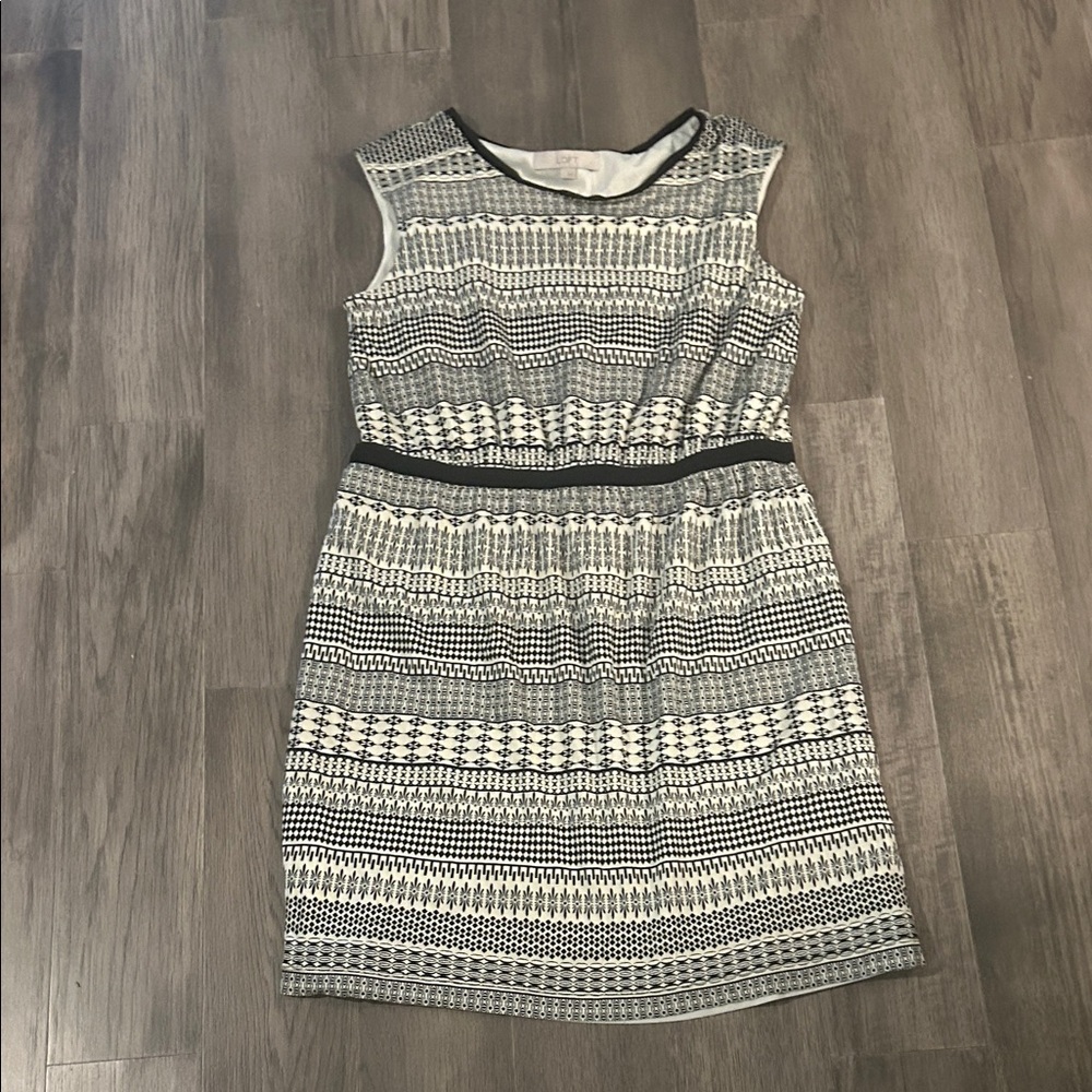 LOFT Black and White Patterned Mini Dress